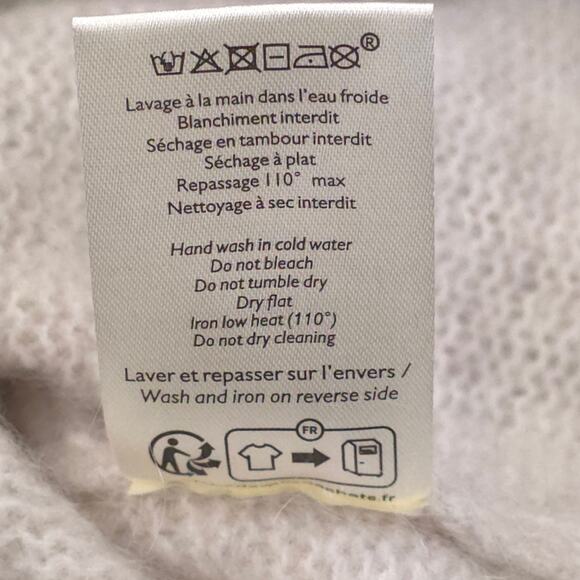 Sezane Ludivine Jumper Sweater Womens Small Beige Silver Polka Dot Mohair Wool - Picture 10 of 11